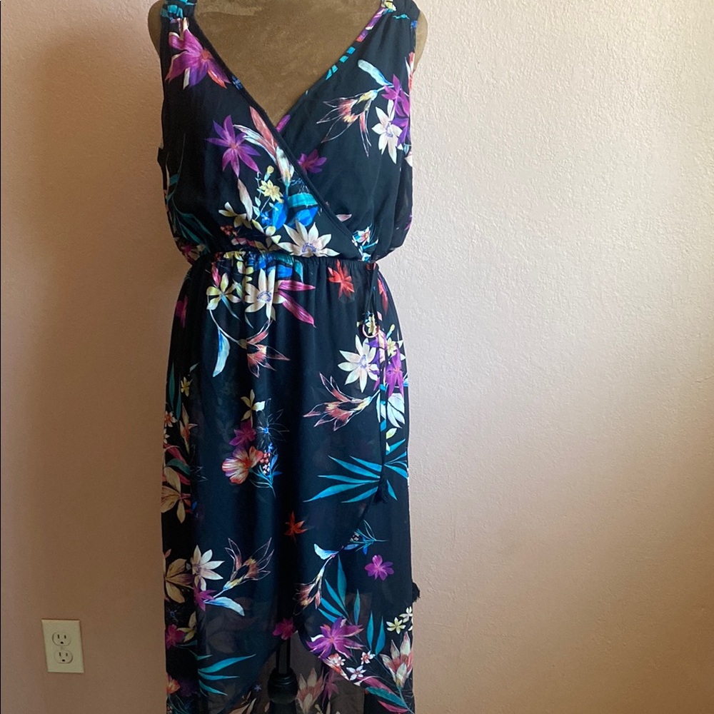 DR2 Floral Sleeveless Dress - Black and Purple